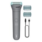 Philips Body Groomer BG3480/15, Trim & shave body hair & balls, 100% showerproof, Skin-friendly, 2 & 3 mm combs, 80 min cordless, Battery indicator, USB charging