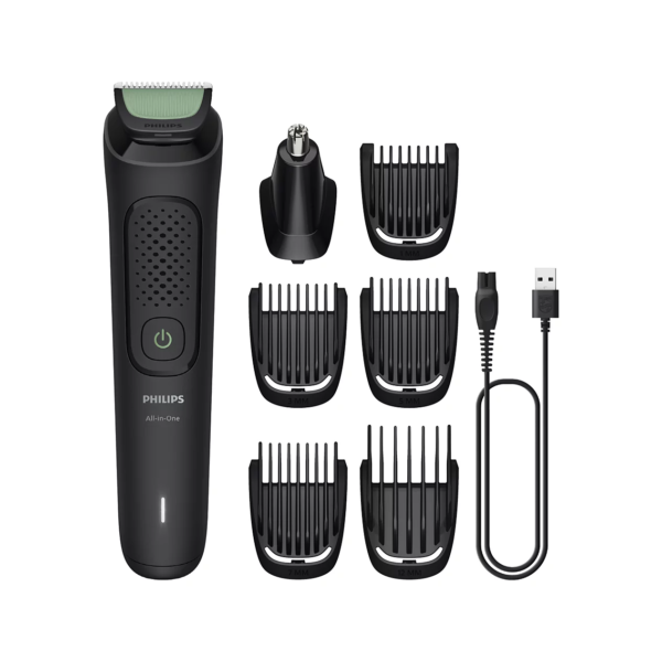 Philips Multigroom 3000 Series 7-in-1 All-in-One Trimmer MG3920/15 – Cordless Electric Beard Trimmer, Hair Clipper, and Nose/Ear Detail Shaver with Self-Sharpening Blades and USB-A Charging (Black)