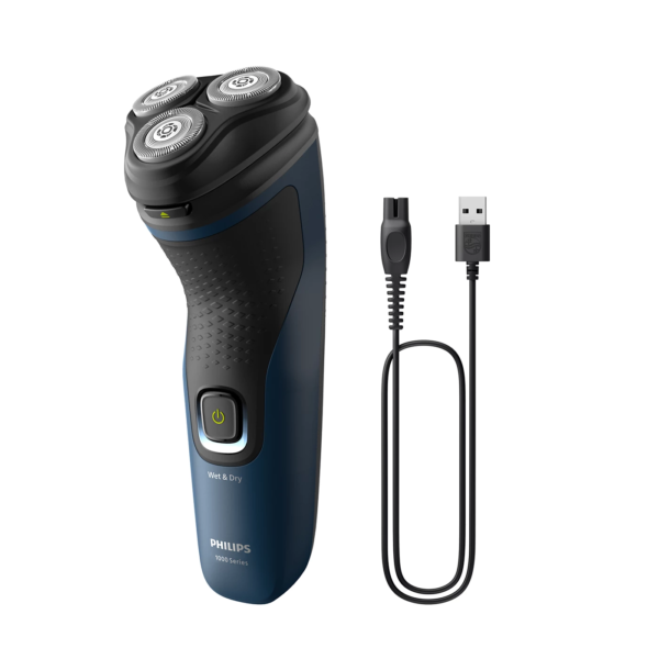 Philips Shaver 1000 Series Wet & Dry Electric Shaver S1151/00 – Rotary Face and Head Shaver with 27 Self-Sharpening ComfortCut Blades, 3D Floating Flex Heads, IPX7 Waterproof and USB-A Charging