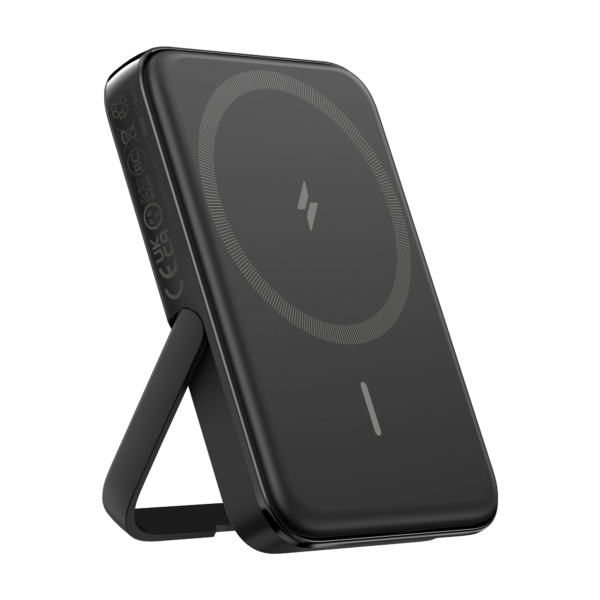 Anker A1618 MagGo MagSafe Power Bank with Foldable Stand – 5000mAh Wireless Charger, 7.5W Fast Charging, Slim Magnetic Battery Pack for iPhone 15/14/13 Series