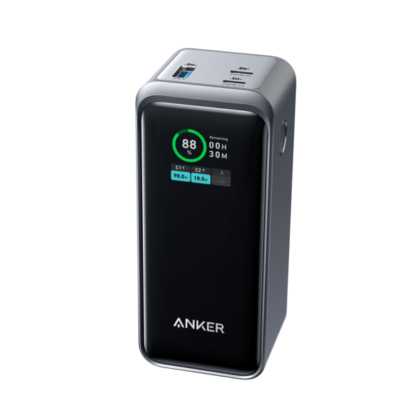 Anker Prime 200W Power Bank – 20,000mAh Portable Charger with Dual 100W USB-C Ports, Smart Digital Display, Ultra-Fast Recharging Laptop External Battery for MacBook Pro, iPhone, Samsung