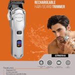 Geepas Waterproof Rechargeable Hair and Beard Trimmer (GTR57510-Silver)