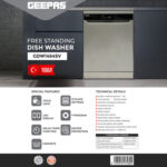 Geepas 13 Place Setting Freestanding Dishwasher (GDW1464SV) - Image 4